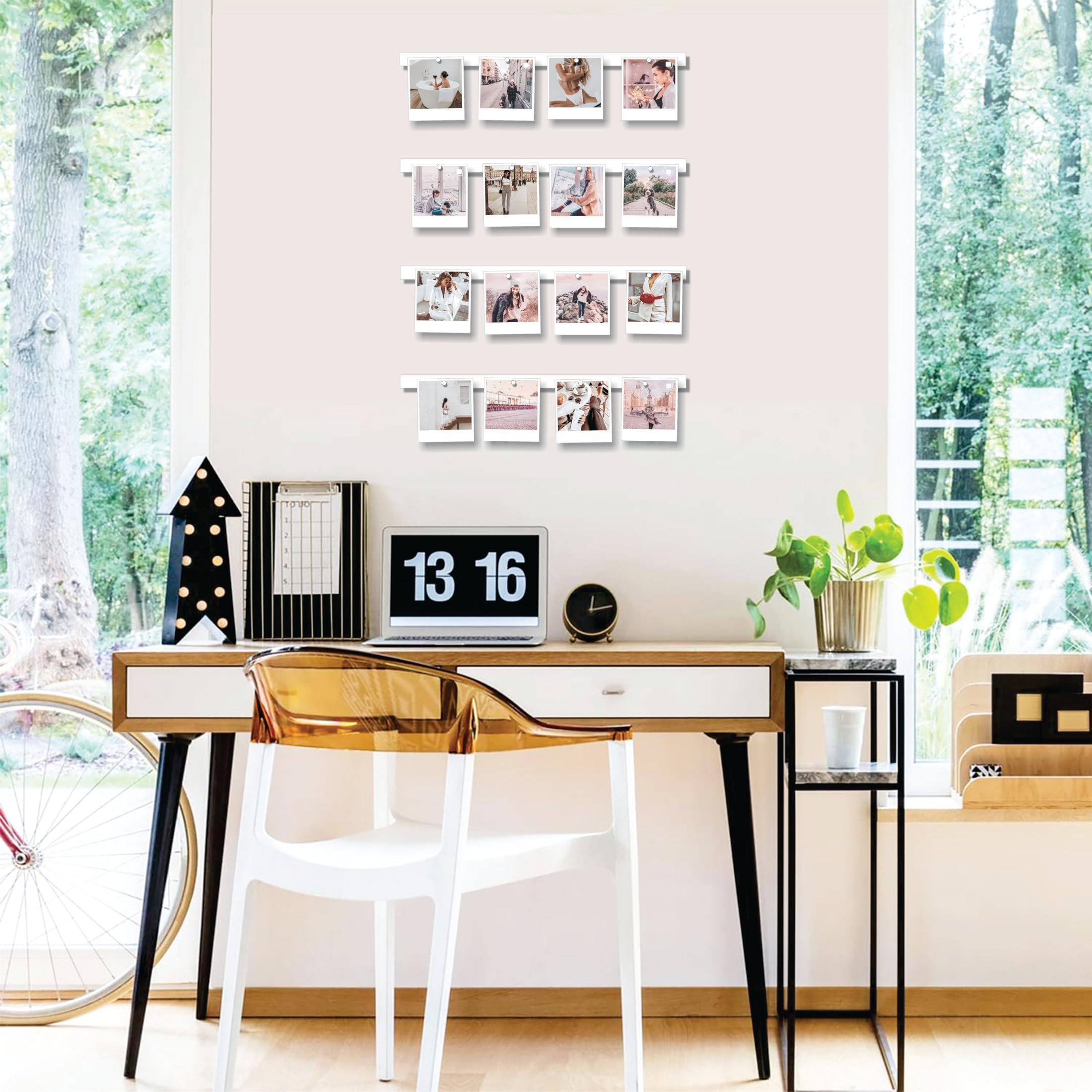 MATJAZ BIZJAK 4 Wall Hanging Photo Display Magnetic Frames - Decorative Collage Picture Holder Photo Hanger - Room Wall Decor - Sculptural Picture Frames Collage - 16 Magnets