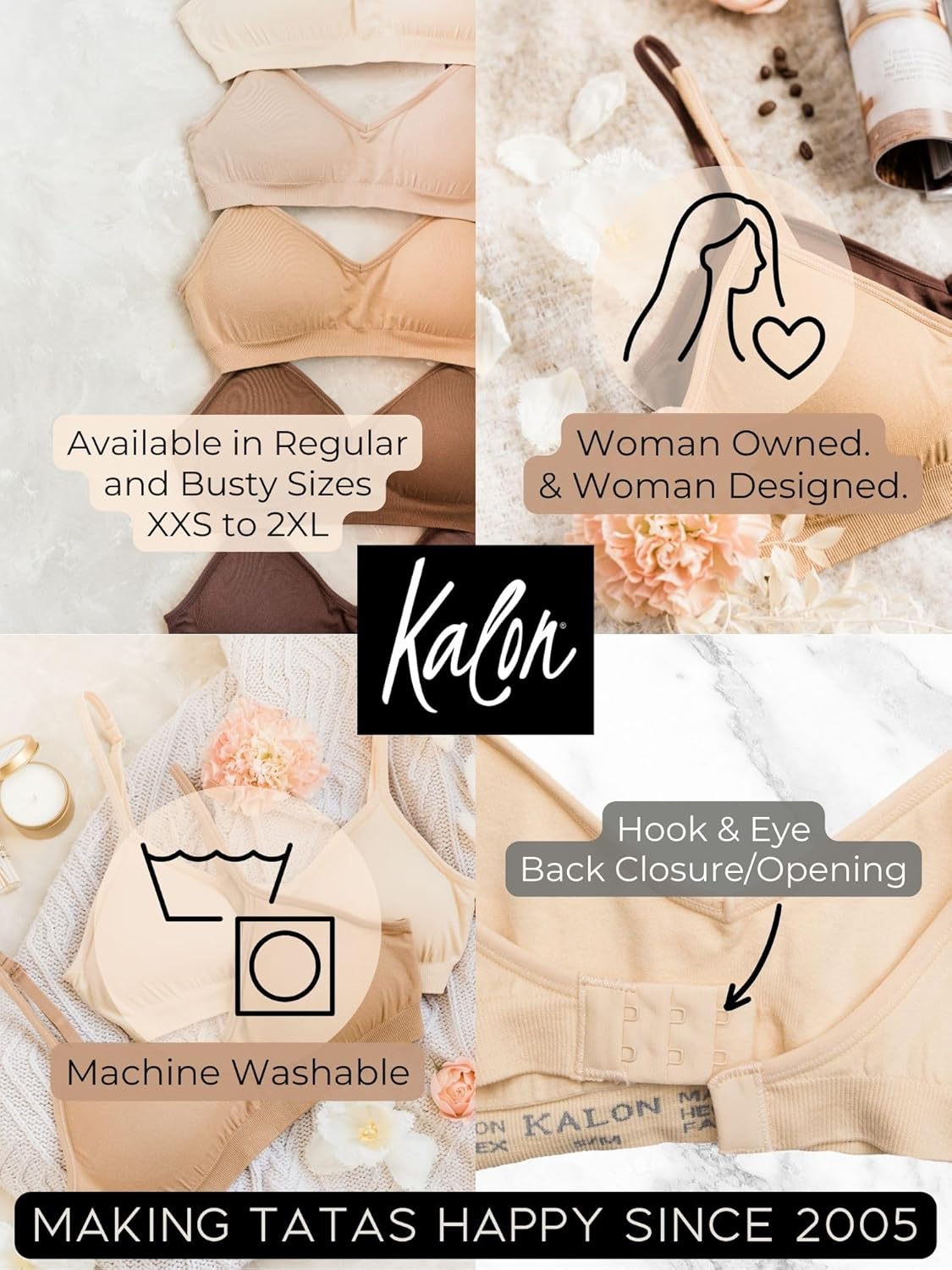 Kalon Women’s 4 Pack Demi Padded Bralette Wireless Comfortable Bra - Image 9