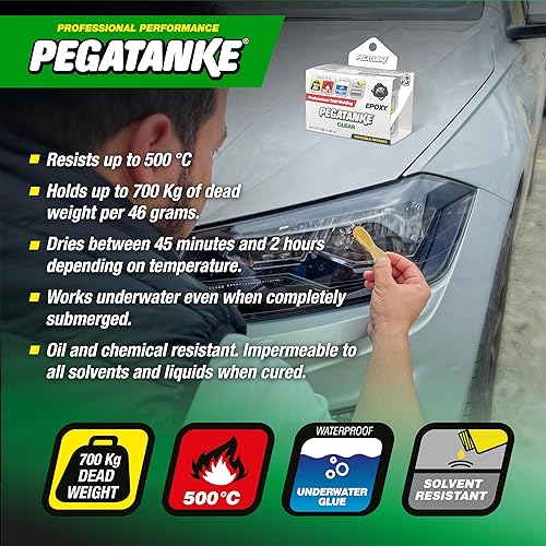 Miniatura 3 de PEGATANKE - Resina epoxi transparente de 2 partes  Adhesivo profesional de soldadura en frío  Pegamento de metal de alta resistencia para tanques de