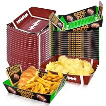 Gatherfun Football Party Supplies Kit for 36: Large Football Food Plates, Disposable Bowls,Food Trays - Ideal Football Party Decorations and Favors for Birthday and Tailgate Partie