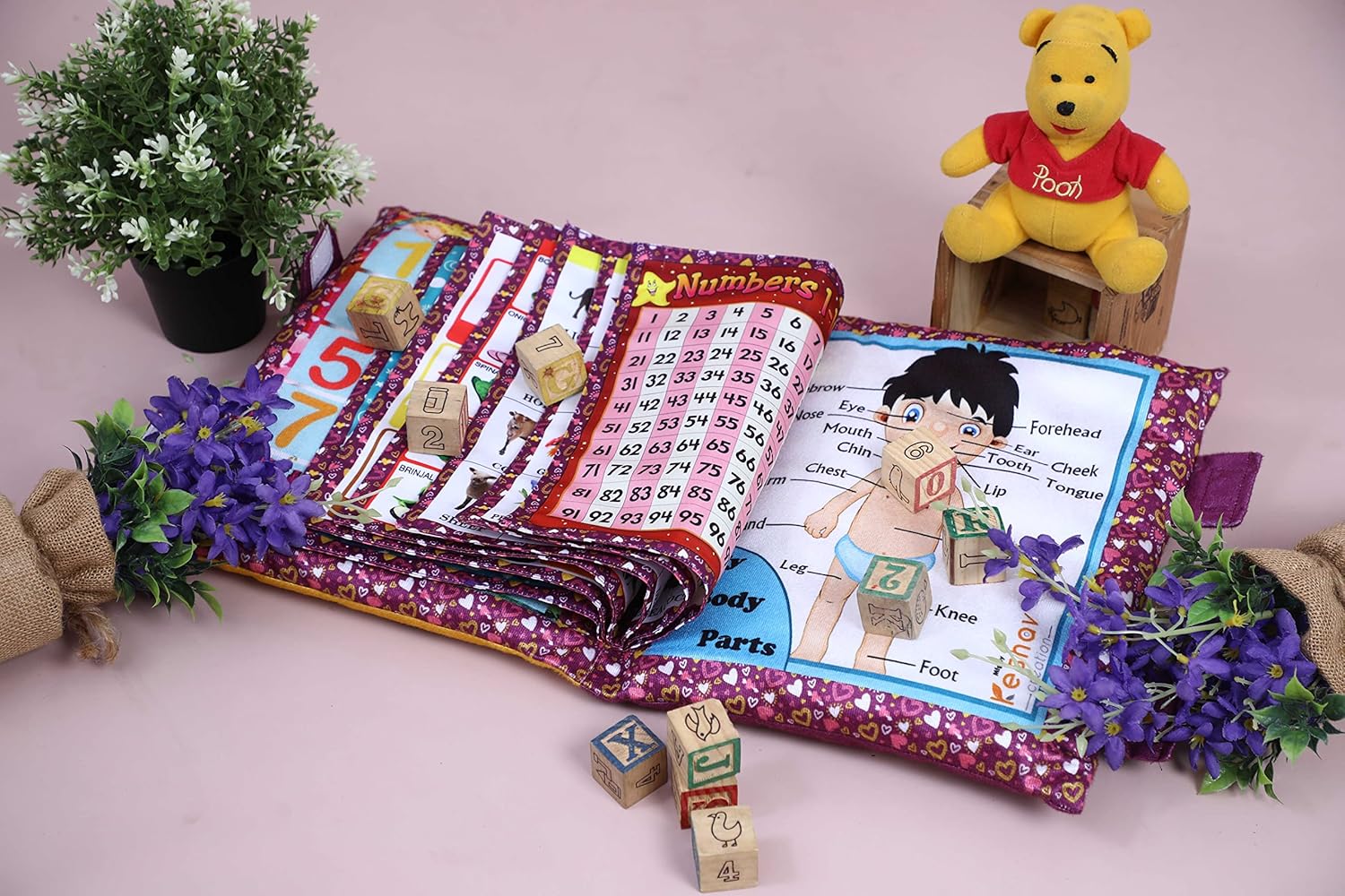 Cushion Villa Kids Educational Velvet Learning Baby Pillow Cushion Soft Book Toys for Up to 1 Year Kids Boys and Girls, Purple Cushion Villa Kids Educational Velvet Learning Baby Pillow Cushion Soft Book Toys for Up to 1 Year Kids Boys and Girls, Purple