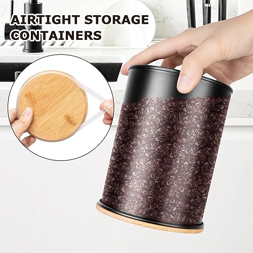 Miniatura 4 de Juego de 3 recipientes para encimera de cocina, recipientes de cocina de metal negro, recipientes de almacenamiento de harina y azúcar con tapa