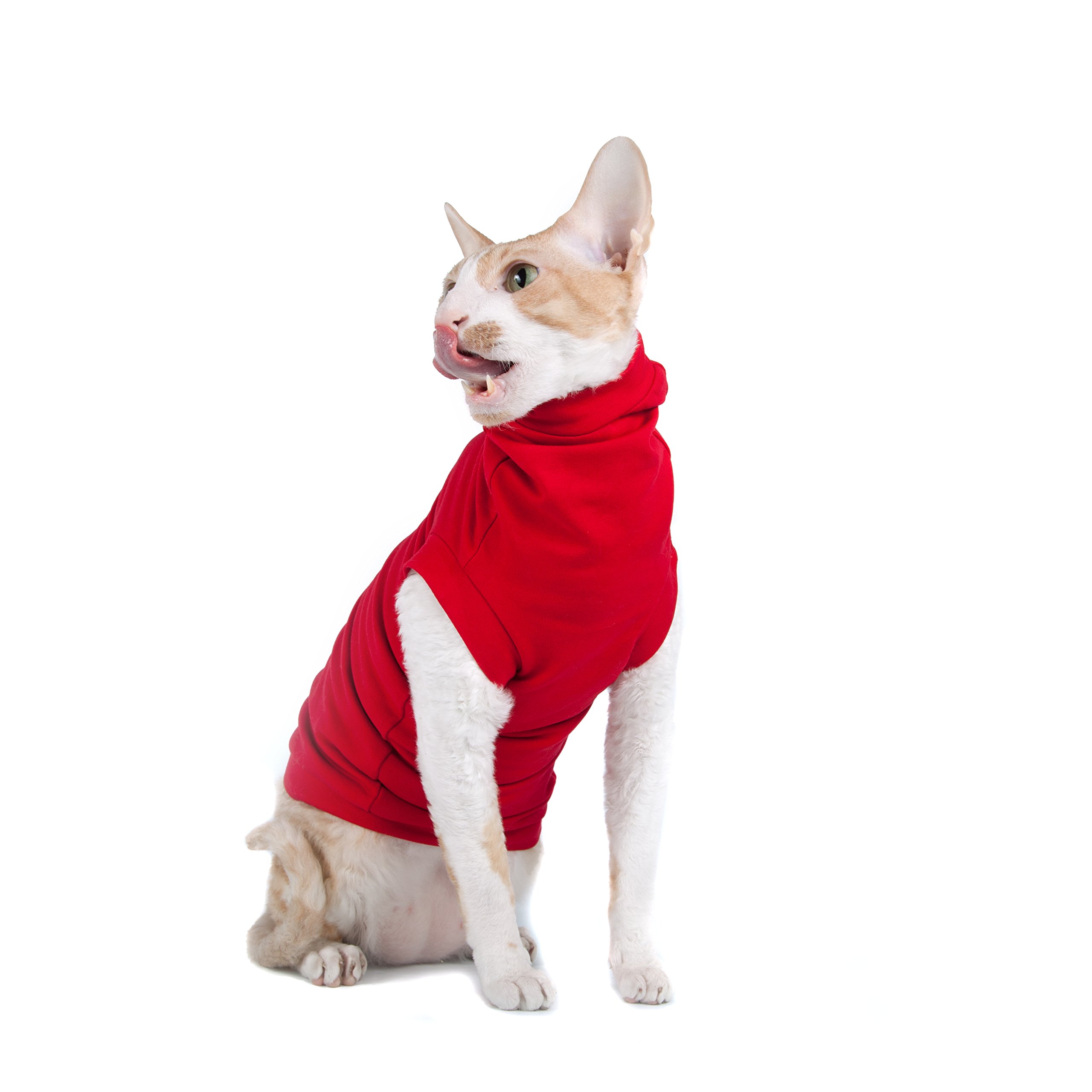 Vetements pour chat pull col roule rouge taille M hiver chaud