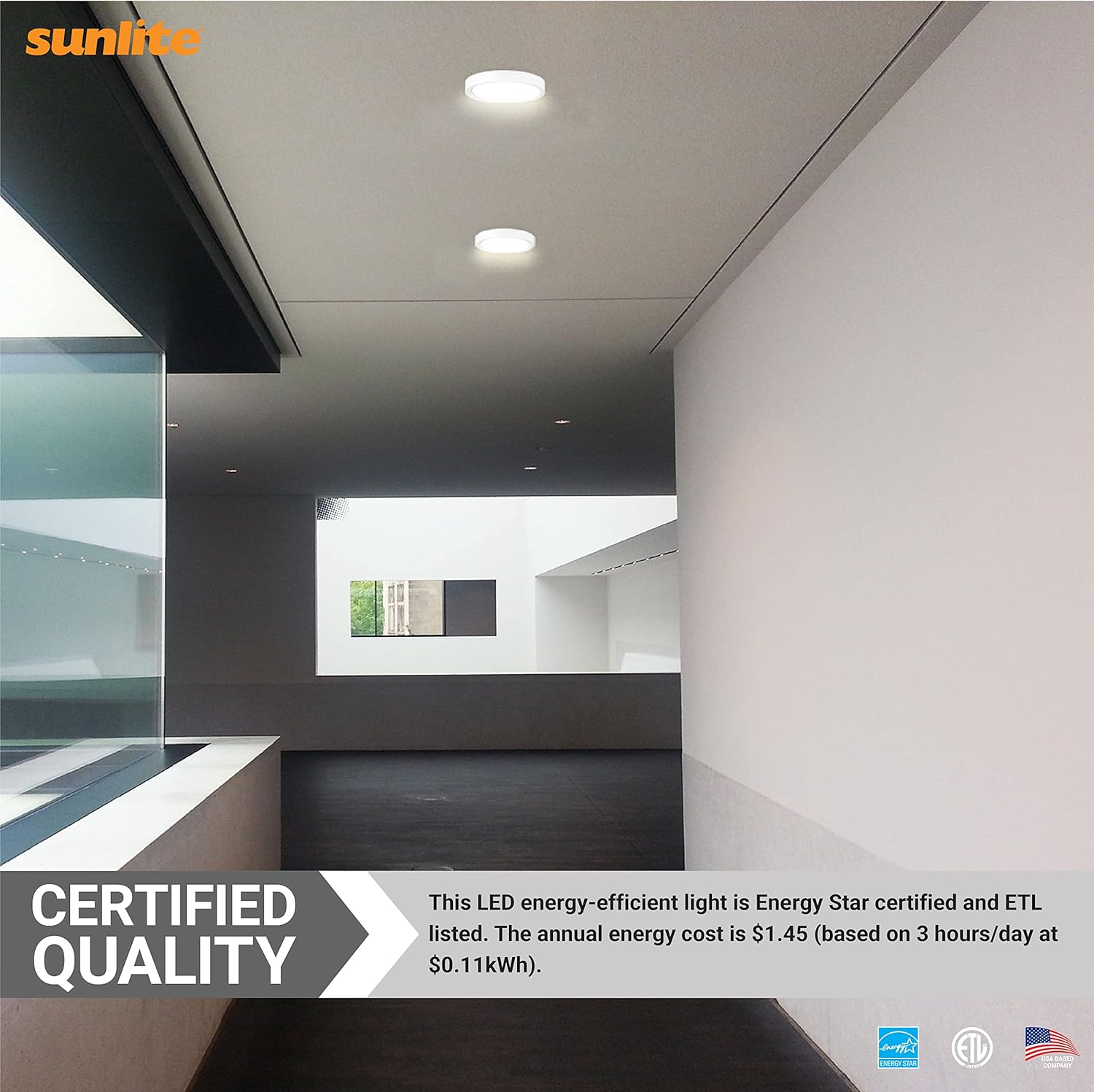 Sunlite 5-Inch Round Mini Panel Motion Sensor Light Fixture, 12 Watts, 700 Lumens, Color Selectable 27K/30K/35K/40K/50K, 90 CRI, Dimmable, ETL Listed, Title-24 Compliant