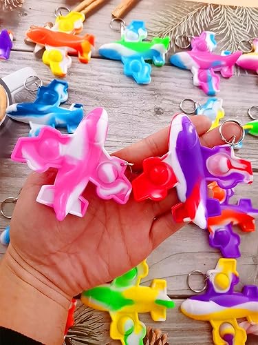 Miniatura 2 de Mini llavero de burbujas a granel, regalo de fiesta de avión, regalo pequeño de cumpleaños para estudiantes de aula, niños y niñas