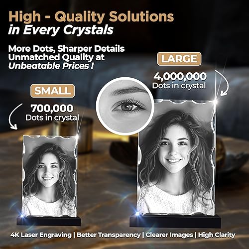 Miniatura 3 de CAPTUR3D Foto de cristal de alta calidad con base de luz LED, regalos conmemorativos personalizados para mamá, papá, esposa, hombres, seres