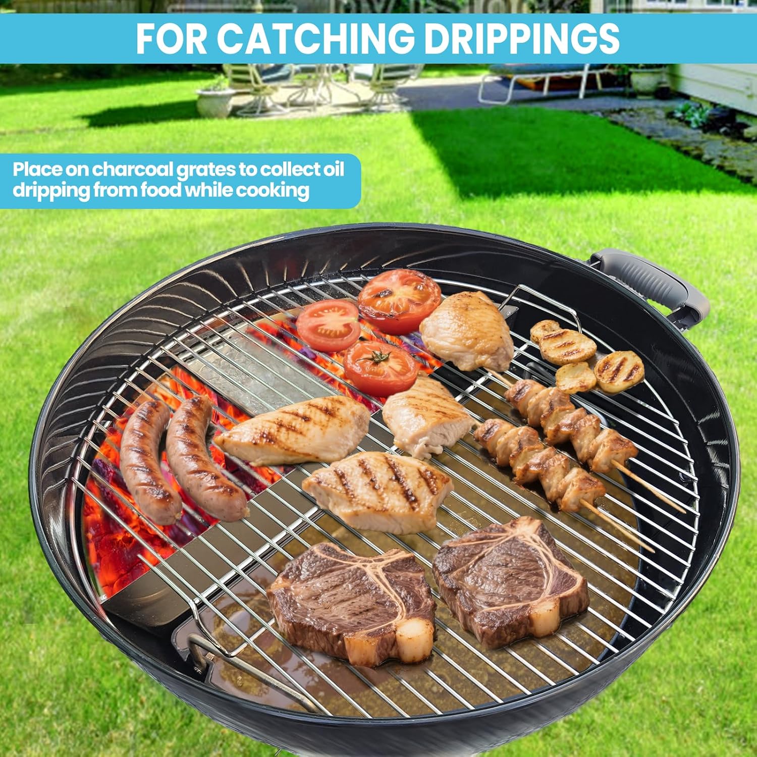 Grisun Cast Iron Grill Pan – Griddle & Drip Pan for 22" Weber Kettle Grills, Grill Pan for Weber 22" Kettle Similar Grills, Heavy-Duty, Rust-Proof