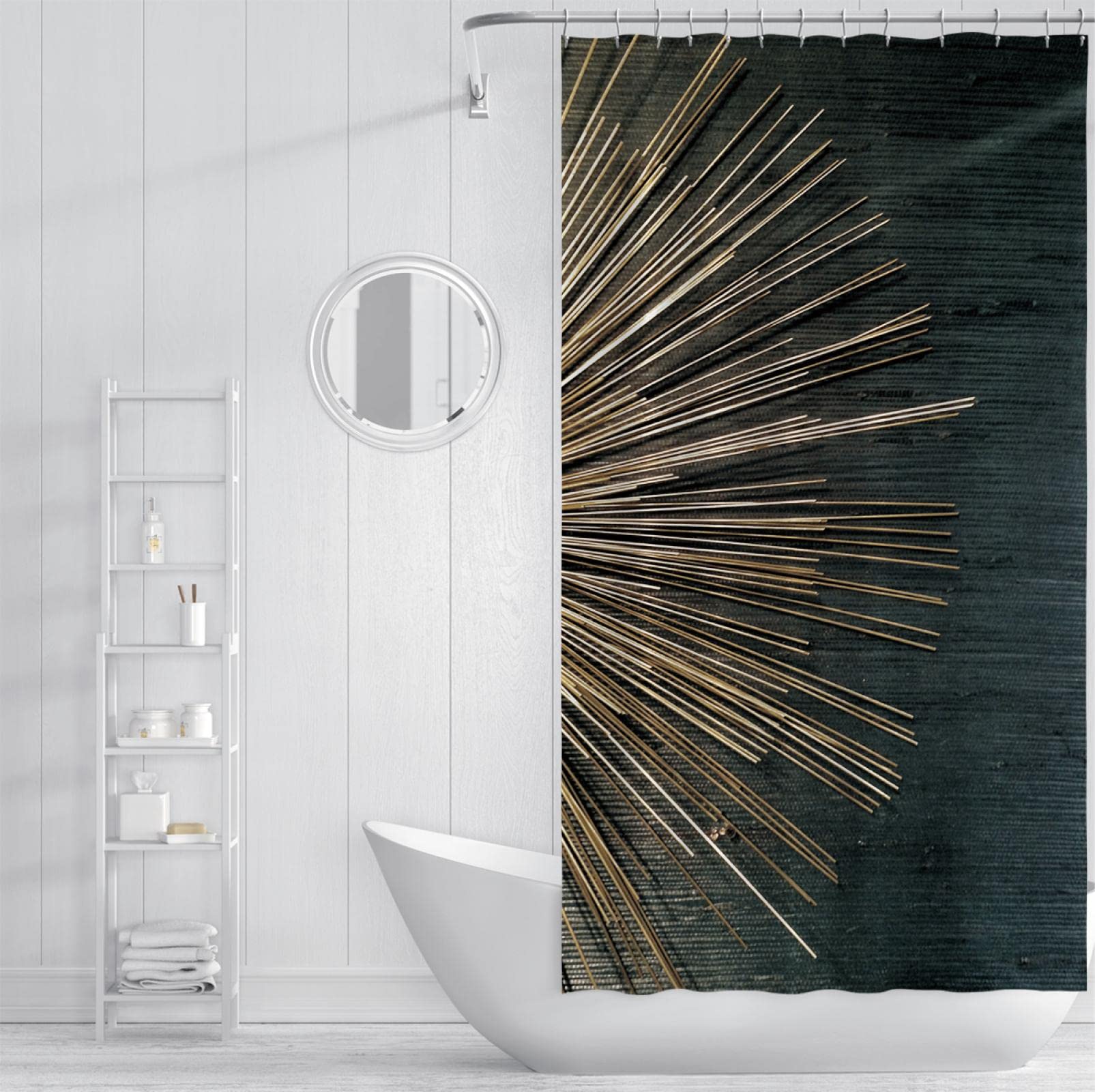 tende doccia nera extra lunga impermeabile tessuto doccia Tende d'oro linee per ufficio arredamento moderno Tende bagno morbido Hotel Qualità 200Wx200L cm