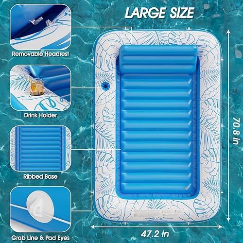 Miniatura 5 de Jasonwell - Flotador inflable para piscina, 4 en 1, almohadilla para tomar sol para adultos, relajarse en la piscina, flotador lleno de juguetes