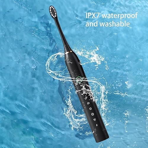 Miniatura 6 de Baeyznal Nuevo cepillo de dientes eléctrico 2023 con 8 cabezales de cepillo, 6 modos de limpieza, cepillo de dientes sónico, a prueba de agua IPX7,