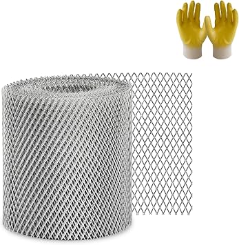Upgraded Gutter Guard Mesh Roll, Aluminum Gutter Screen 6" X 60, Rain Gutter Leaf Guard Mesh with Gloves 6 Inch X 60 Feet, 1 Roll