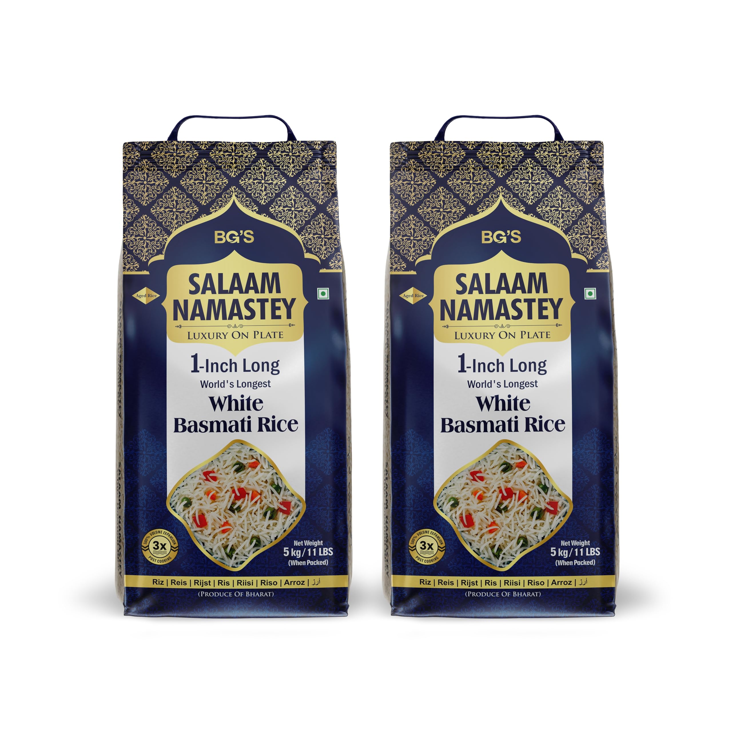 SALAAM NAMASTEY 1 Inch Long Basmati rice 5kg, 90-100 Serving, Gluten free, best for Biryani Rice, Pulao Rice (Pack of 2) (B0CNK11199) Amazon Price History, Amazon Price Tracker
