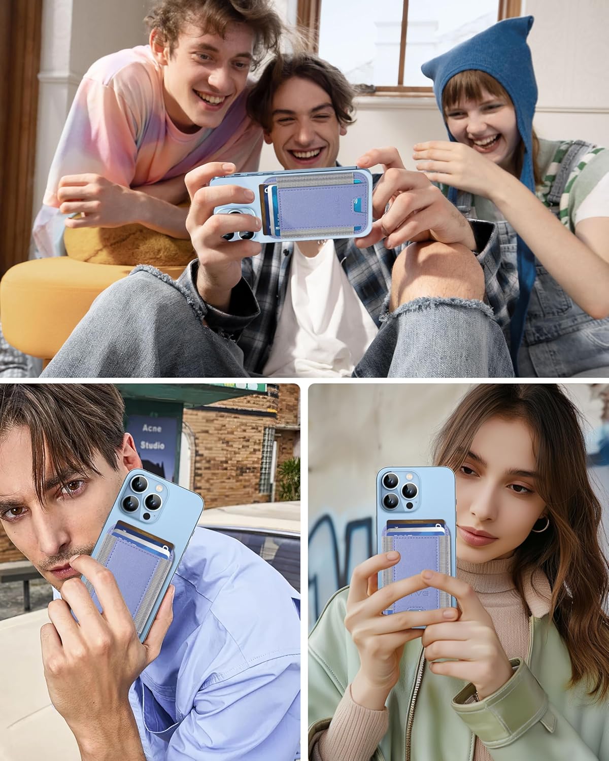 HiWe for MagSafe Wallet, Strongest Magnetic Wallet for iPhone 17/16/15/14/13/12 Series, 7 Cards Holder, Leather Minimalist Slim RFID, 1 Slot, Lavender - Image 2