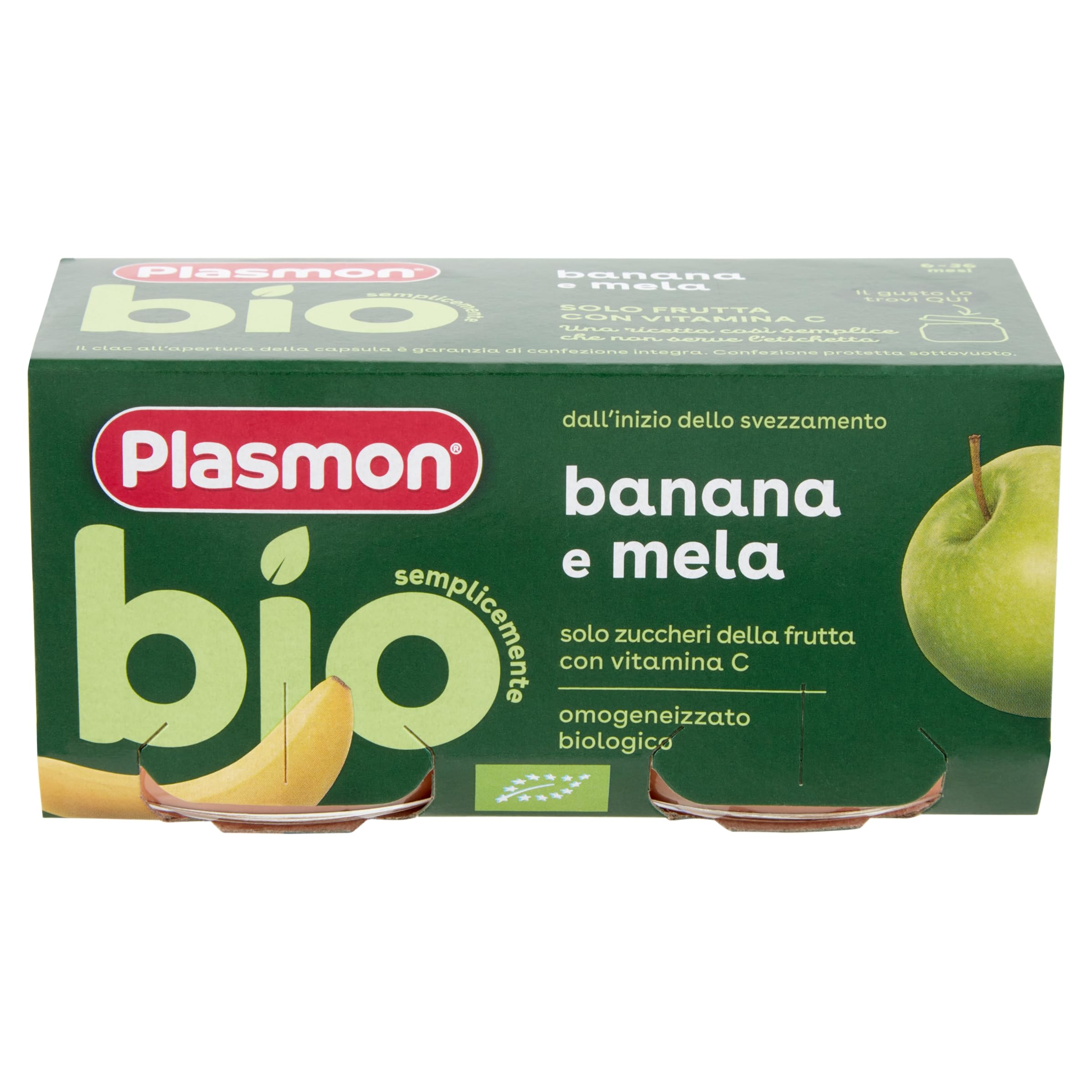 Plasmon BIO Omogeneizzato Banana Mela 2X80g (12 Confezioni)
