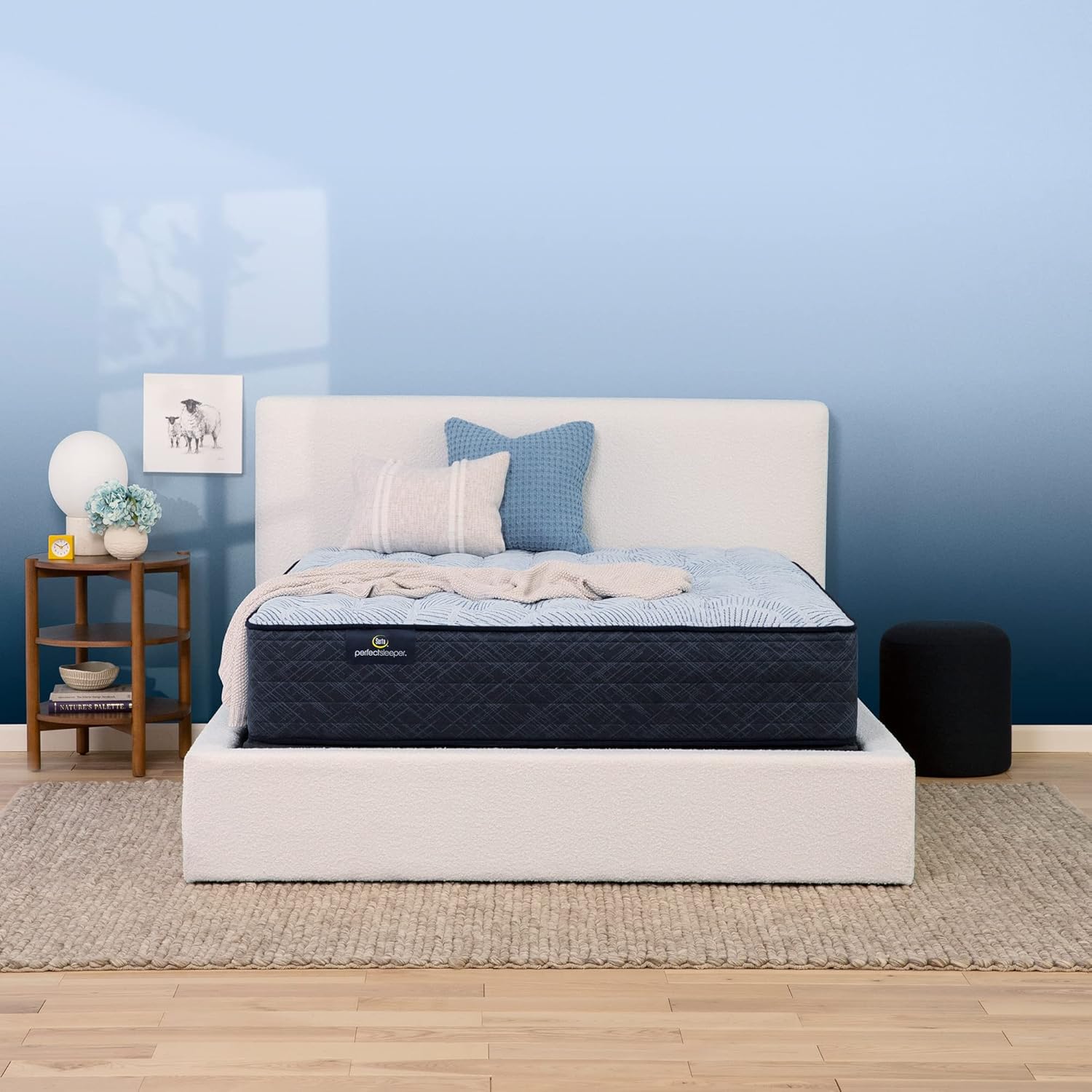 Serta Perfect Sleeper Enhanced 13.5" Queen Mattress - Medium, Cooling Gel Memory Foam, Pocket Innersprings for Motion Isolation, Edge Support, CertiPUR-US Certified - Nurture Night Light Blue With Dark Blue Sides Queen Enhanced 13.5" Medium