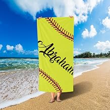 Personalized Beach Towel with Custom Name - Quick Dry Microfiber Towel for Kids and Adults Baseball Towel for The Beach35" x 70"