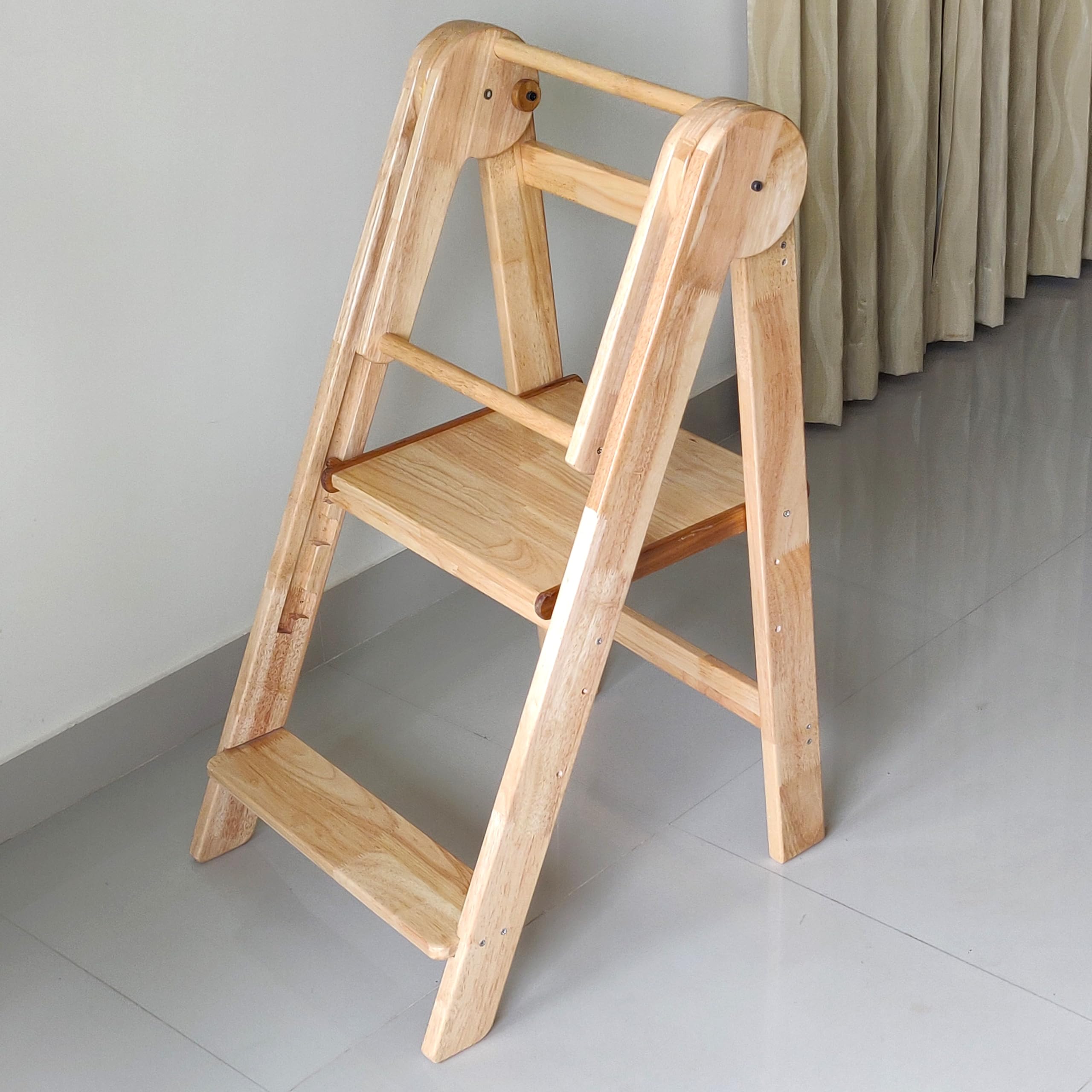 SmartStep Learning Tower | Toddler Learning Tower | Foldable & Height Adjustable | Toddler Helper Stool (Rubber Wood)-picture-32