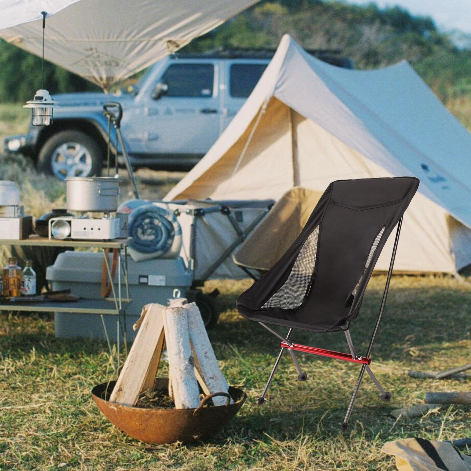 Klappbare Campingstühle für Erwachsene - Leichter Campingstuhl - Kompakter Stuhl für Erwachsene, Bleacher Stühle mit Rücken und Kissen, Stadionsitzkissen, Schnelle Demontage für Parks, Rasen, Picknick