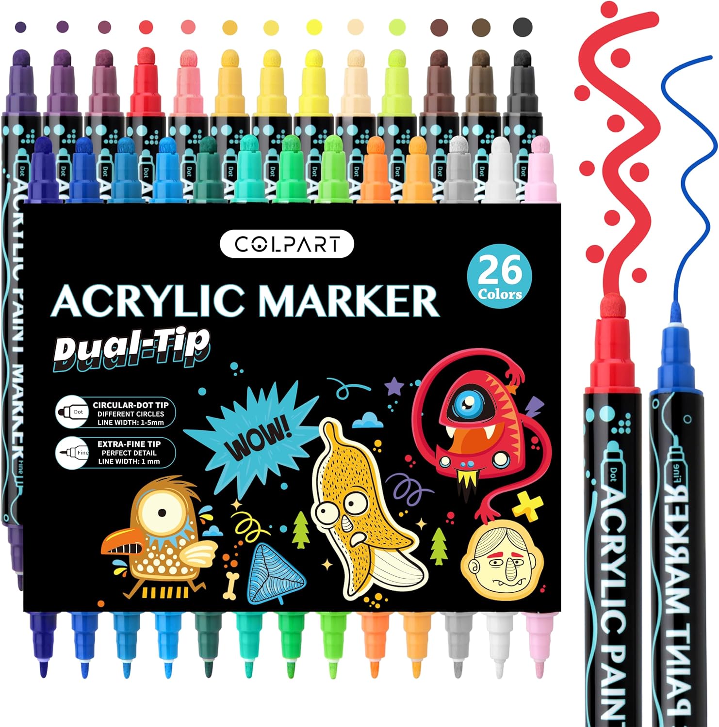 Acrylic Paint Markers,Acrylic Paint Pens Paint Markers,26 Colors Dual