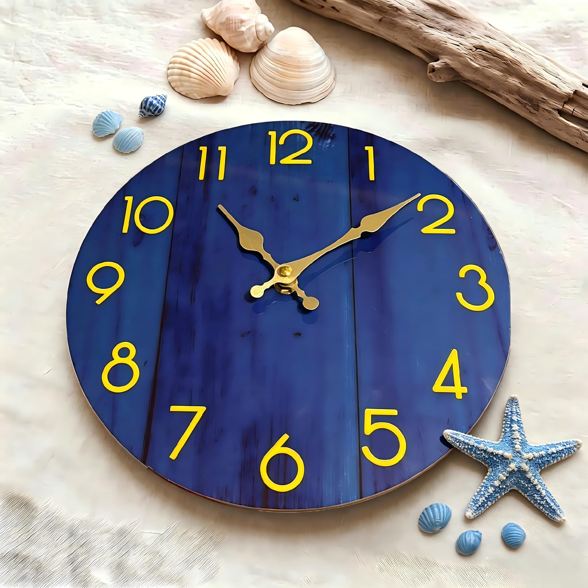 Reloj de pared azul marino que funciona con pilas, reloj de pared silencioso de 8 pulgadas