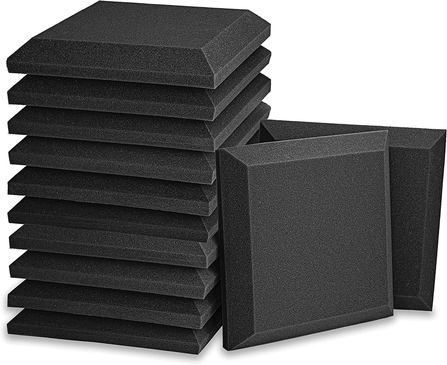 Acoustic Foam 12 Pack Set, 2" X 12" X 12" Sound Proofing Panels, Acoustic Foam Panels for Recording Studio Office Home