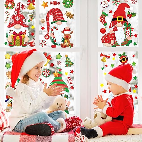 Miniatura 4 de Whaline 204 calcomanías de gnomo de Navidad de Acción de Gracias, Halloween, coloridos gnomos, calabaza, murciélago, árbol de Navidad, calcomanías