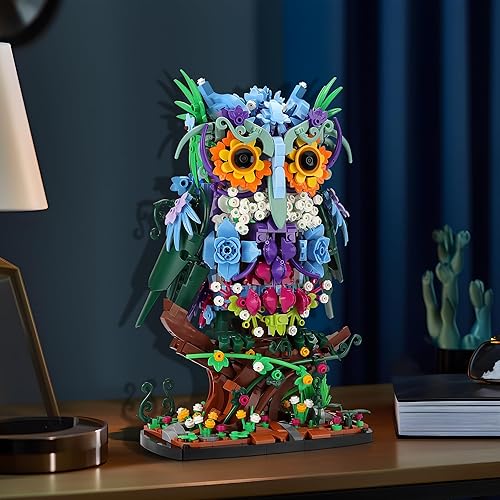 Miniatura 5 de JOJO&Peach MOC - Juego de construcción de juguetes de búho floral, juego creativo de modelos de flores y animales, modelo de exhibición