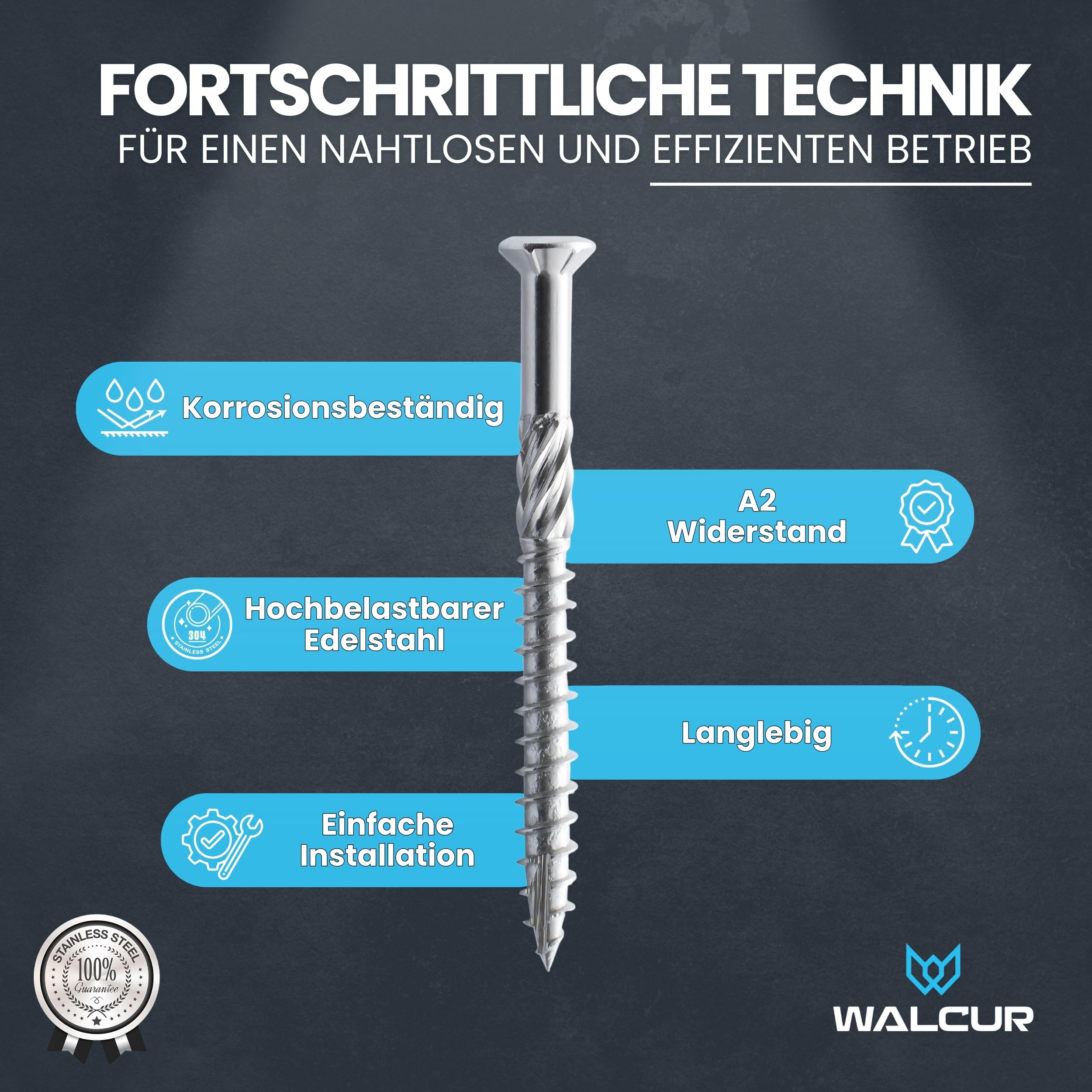 GeZu Impex 1000 Stück Walcur Terassenschrauben 5 x 60 mm Edelstahl Torx + 2 Bits + 1 Bohrer Bohrschrauben Holzschrauben Holzbauschrauben