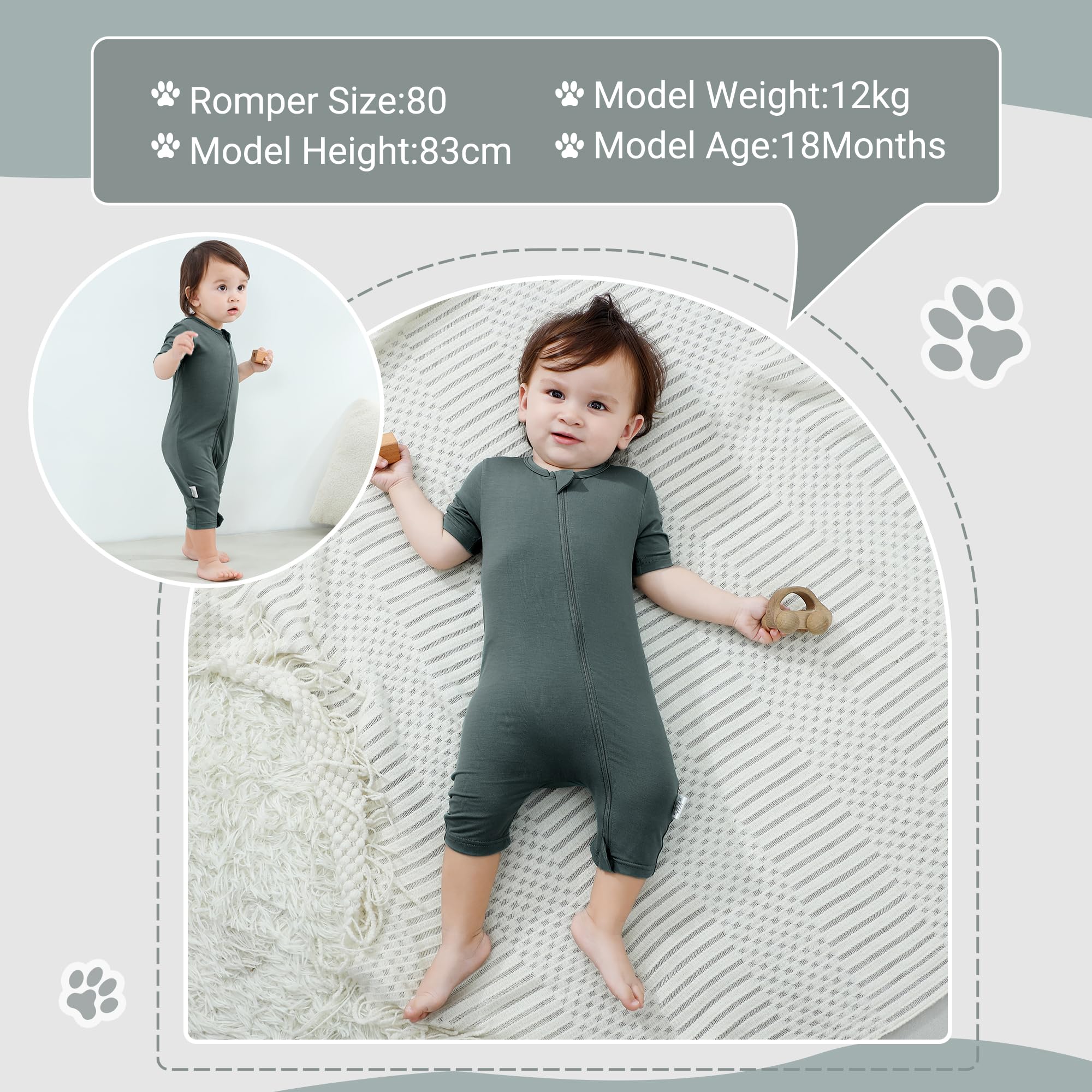 Unisex Baby Jungen Mädchen Bambusfaser Kurzarm Frühling Strampler Jumpsuit Sommer Bodysuit für 0-24 Monate, 2er Pack