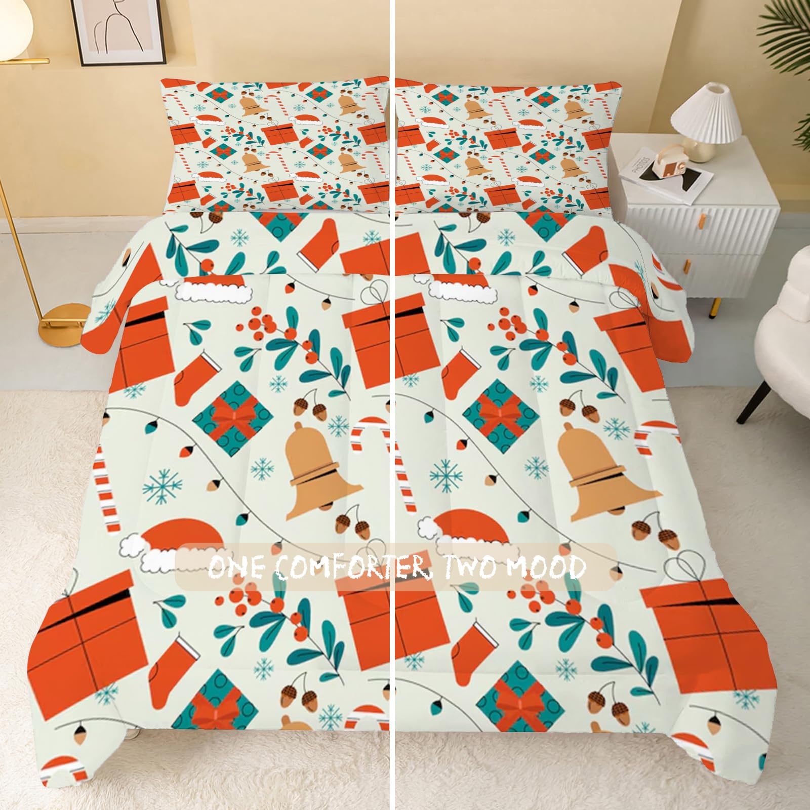 Bettdecke 200x200cm Beige, Winter Bettdecke Ohne Bezug, 4 Jahreszeiten Bettdecke 200x200 Wende-Steppdecke, Warm Weiche Winter Bettdecke Waschbar Steppdecke 200x200 cm + 2 Kissenbezug 80x80cm, Pflanze