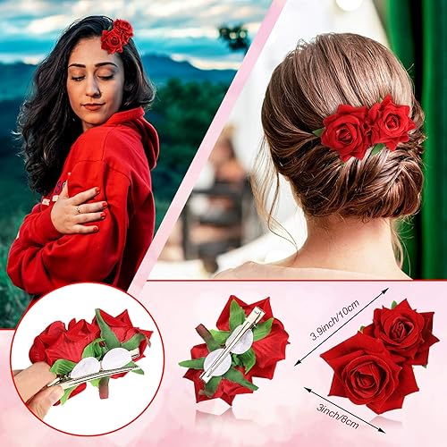Miniatura 4 de 6 pinzas para el pelo de rosas, peine de horquilla de flores, broches florales, accesorios para el cabello para mujer, pinzas para el cabello de