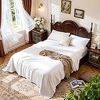 LBRO2M 100% Egyptian Cotton Queen Sheet Set 1000 Thread Count - Super Soft, Breathable, 16" Deep Pocket Sateen Weave (White)