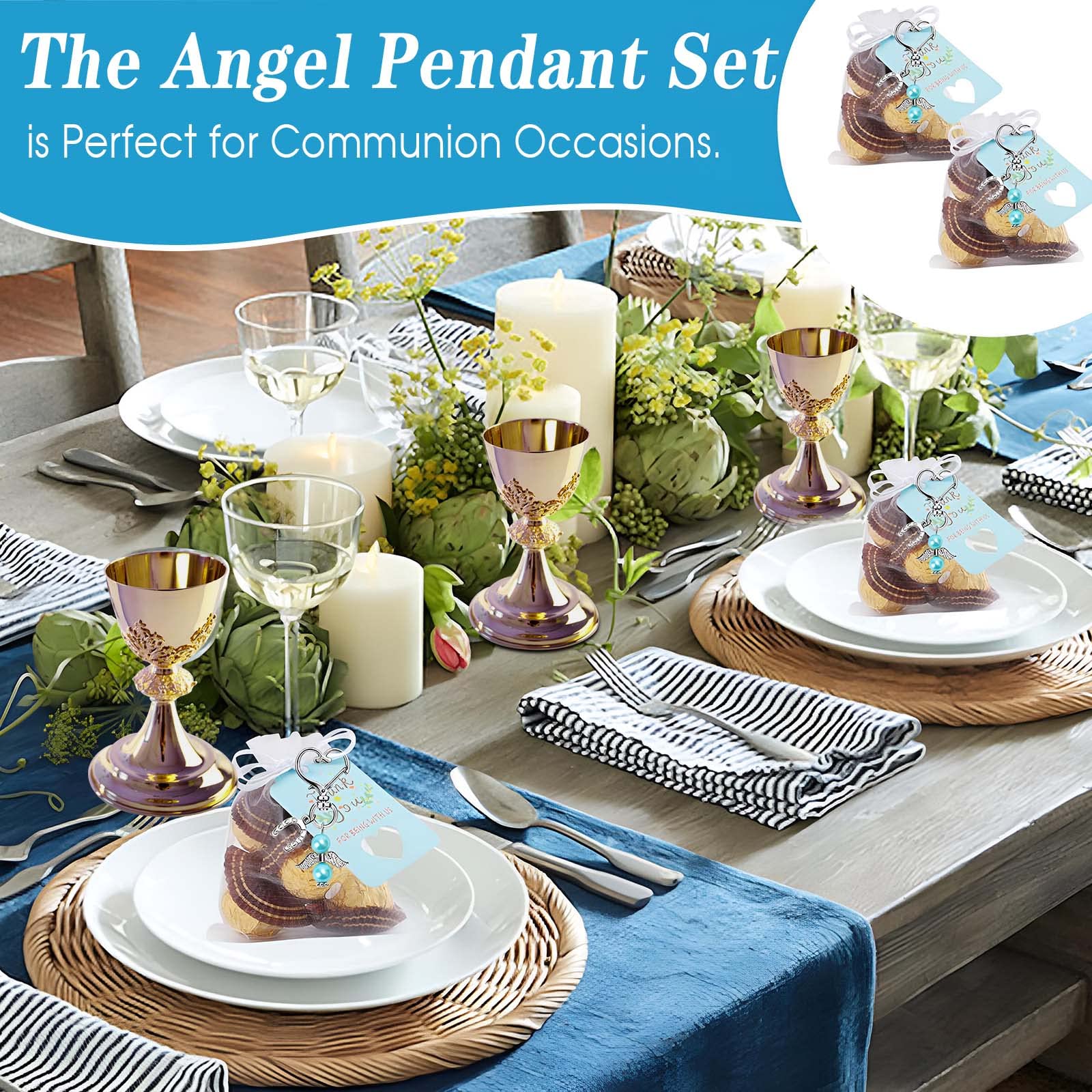 Katutude Ciondoli Angelo Custode,30 Set Portachiavi Angelo Perla Sacchetto di Organza Carta Kraft Bomboniere Battesimo, Ciondolo Perlina Angelo per Natale e Festa di Nozze