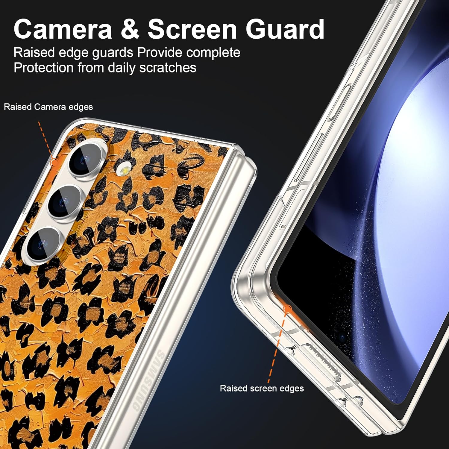 Magnetic Clear Case for Galaxy Z Fold 6 Case,Colorful Retro Oil Painting Printed Flower Cover,Hard PC & Soft TPU Slim Anti-Scratch Galaxy Z Fold 6 Case for Women Men,Leopard Print(11-19)
