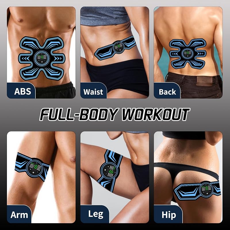 Aparat de antrenament pentru abdomen EMS Joytor pentru tot corpul, 8 moduri, 15 intensități, 10 electrozi de schimb, portocaliu