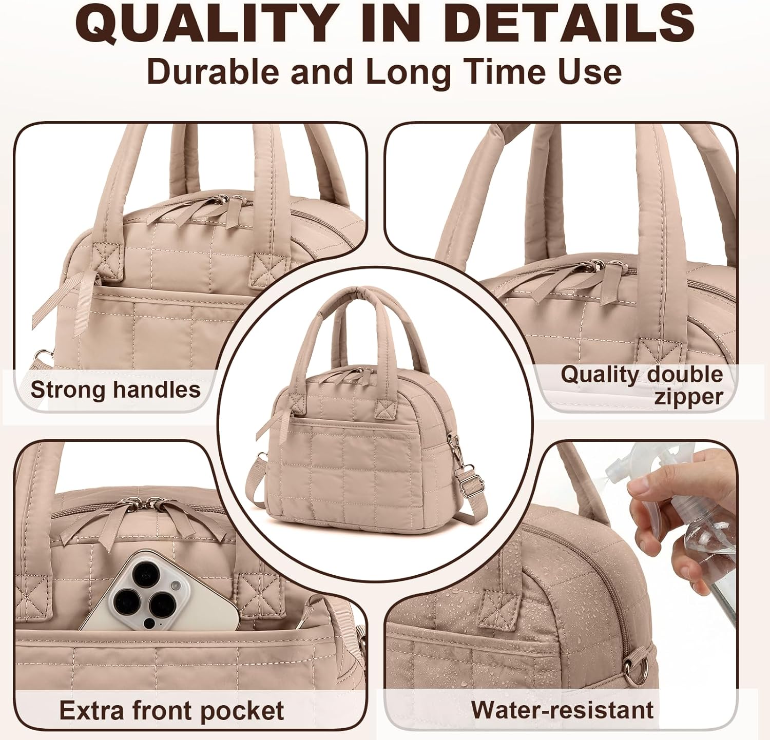 LEDAOU Lunch Box for Women Lunch bag Quilted Puffer Lunch Box with Adjustable Strap Insulated Reusable Lunch Tote for Work School Picnic Travel - Image 6