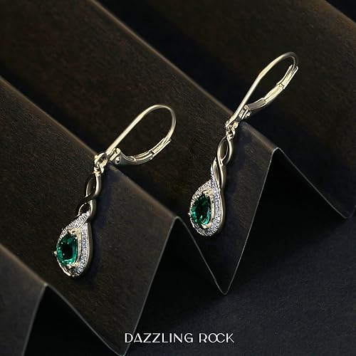 Miniatura 3 de Dazzlingrock Collection Aretes colgantes de 0.236 x 0.157 pulgadas (0.236 x 0.157 in) con forma de laboratorio de peras y diamantes blancos