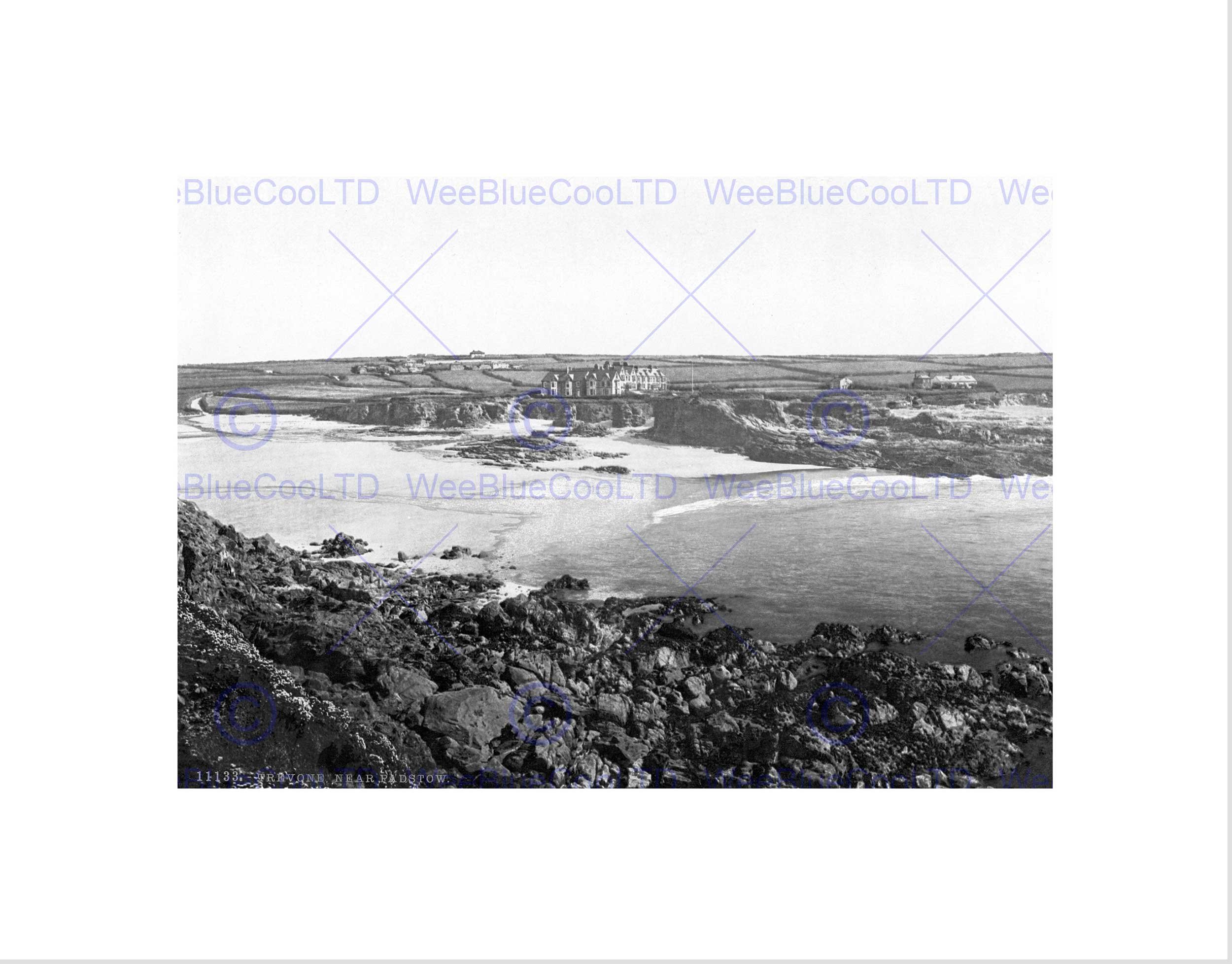 Wee Blue Coo Trevone Near Padstow Cornwall England Old BW Wall Art Print