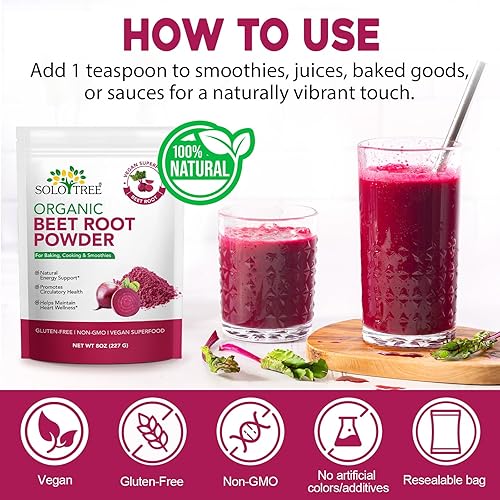 Miniatura 8 de Polvo de raíz de remolacha, mezcla de bebida en polvo de remolacha para batidos, hornear y jugo, impulso de energía natural, prensado en frío,