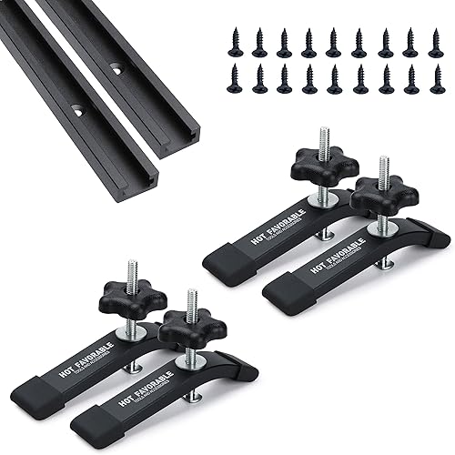 Miniatura 8 de Abrazaderas de sujeción en T de aluminio, 6-3/8 pulgadas de largo x 1-1/4 pulgadas de ancho, carpintería y abrazaderas, chorro de arena fina