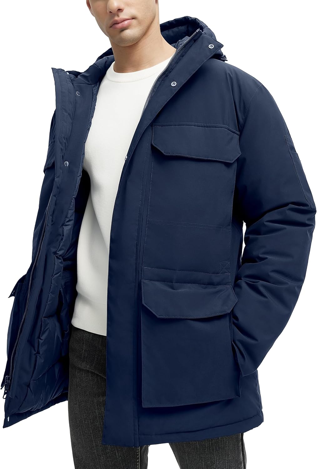 Winter Coats for Men Winter Jackets Waterproof Warm Insulated Thicken Long Down Jacket with Hood - Image 2