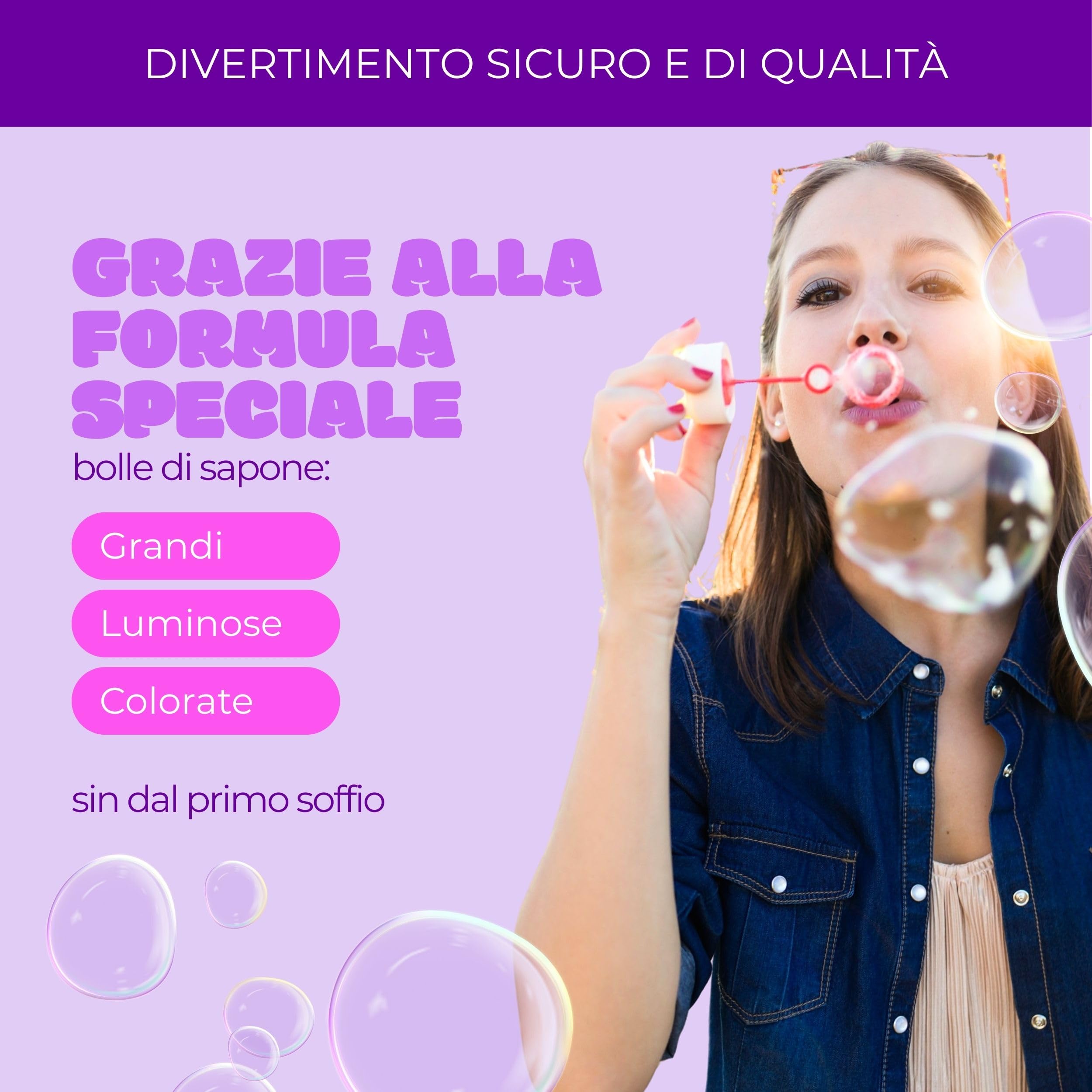 Bubble World,Bolle di sapone Bing,Bolle di Sapone(12), Tubetti Bianchi con Soffiatore Rosso Integrato,60 ml