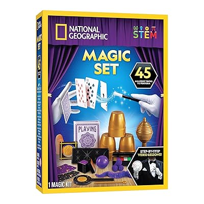 National Geographic Kids Magic Set - 45 Magic Tricks for Kids to Perform with Step-by-Step Video Instructions for Each Trick Provided by a Professional Magician, Toys for Boys and Girls