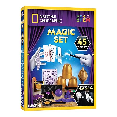 National Geographic Kids Magic Set - 45 Magic Tricks for Kids to Perform with Step-by-Step Video Instructions for Each Trick Provided by a Professional Magician, Toys for Boys and Girls - Magic 45 Kit