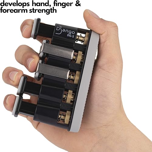Django Hand Exerciser Strengthener | 5 Finger Grip Adjustable | for Guitar, Musicians, Athletes, Rock Climbers, and Physical Therapy | Includes 3 Resistance Training Workout Cards | Fully Guaranteed - 2