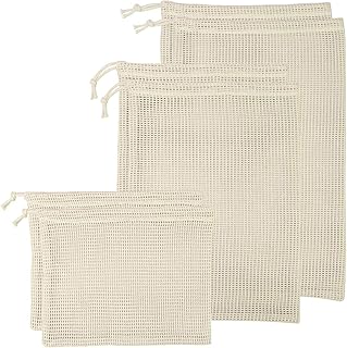 Rosenstein & Söhne Brotbeutel: 6er-Set Obst- und Gemüsebeutel, 100% Baumwolle, 3 verschiedene Größen (Einkaufstasche faltbar, Baumwollbeutel, Knoblauch)