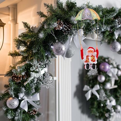 Miniatura 7 de DOITOOL Luz colgante de Papá Noel de paracaídas, decoraciones de Navidad, adorno colgante de árbol de Navidad, luces LED de Papá Noel para valla de