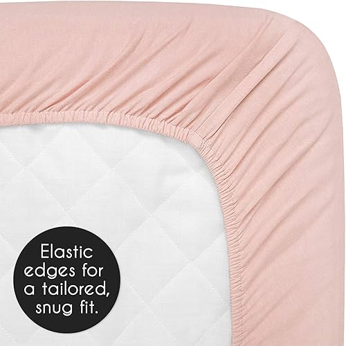Miniatura 5 de Sábana bajera ajustable para cuna para bebé o niño pequeño, color rosa rubor sólido para colección Celestial de Sweet Jojo Designs