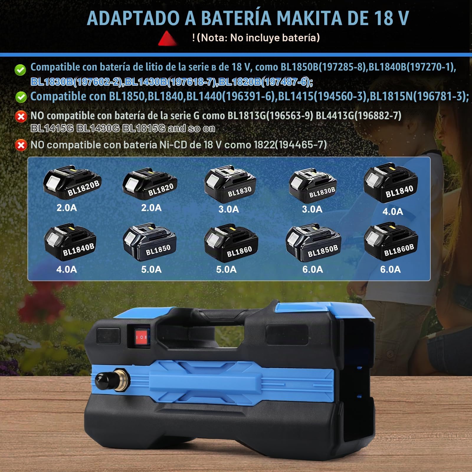 Bomba agua compatible con Makita 18 V