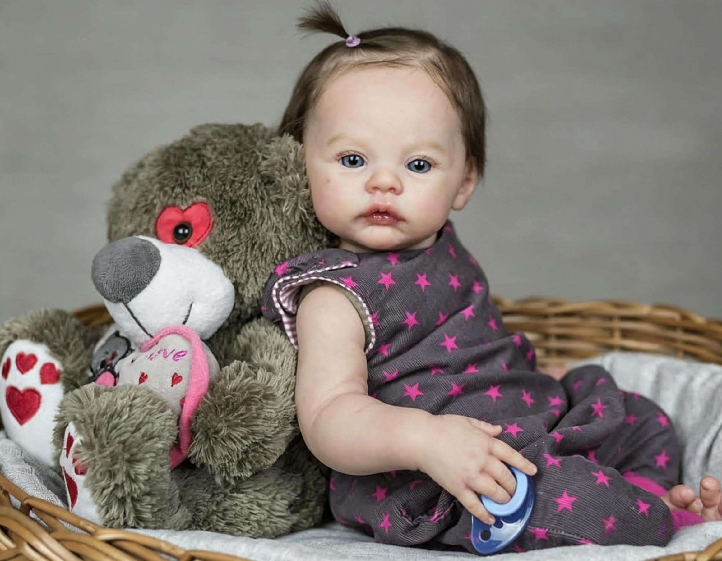 RXDOLL Reborn Baby Dolls silikonowe winylowe na całe ciało, 45 cm, realistyczna lalka niemowlęca, realistyczne, noworodki, wyglądające jak prawdziwe życie, pełne silikonowe lalki Reborn z niebieskimi